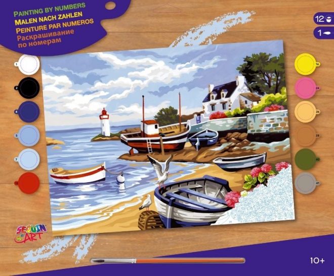 Fishing Village, Senior Painting by Numbers