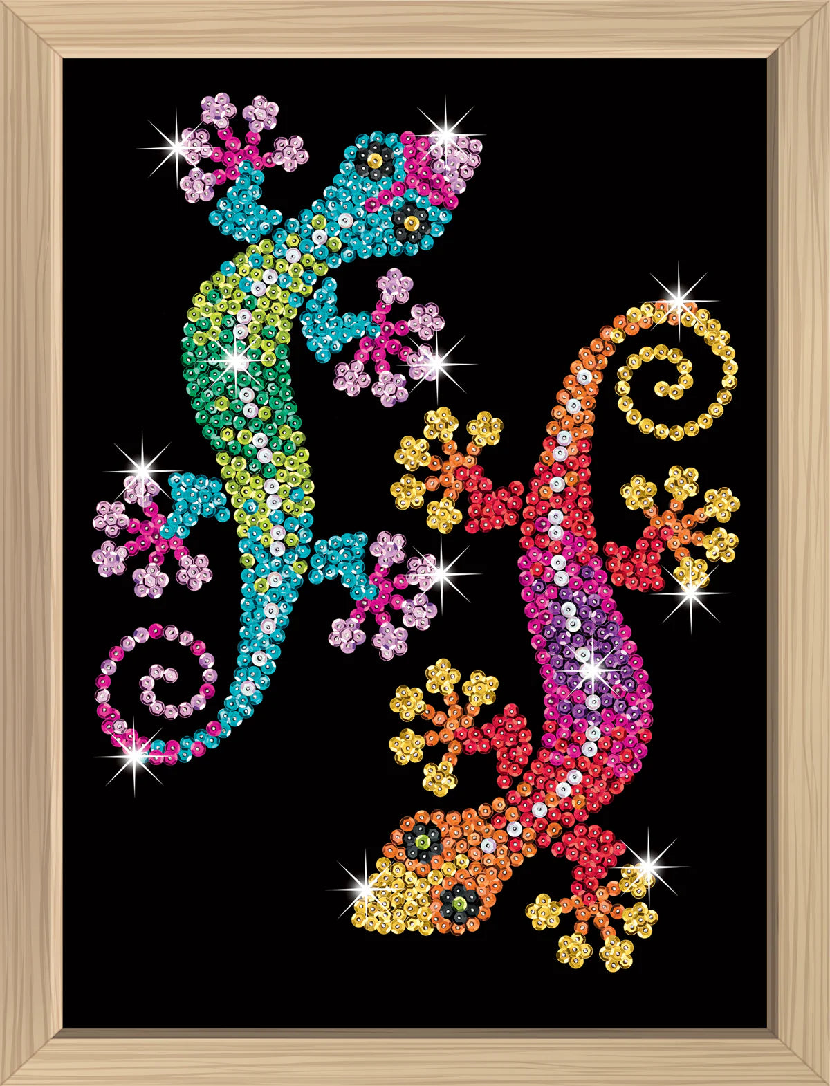 Kitfix - Sequin Art Gechi con cornice in legno - 27 x 36 cm - Sequin Kitfix - Sequin Art Gechi con cornice in legno - 27 x 36 cm - Sequin