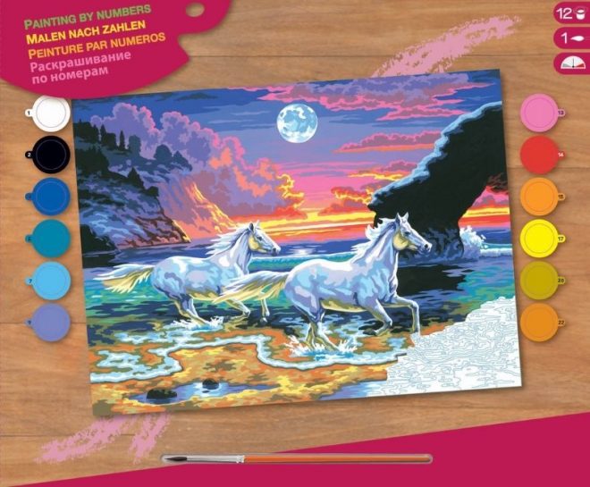 Horses in the Surf, Senior Painting by Numbers
