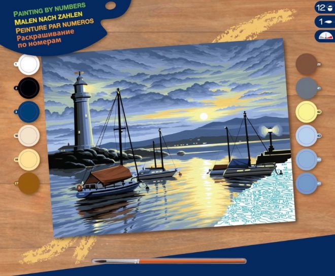 Harbour at Sunrise, Senior Painting by Numbers