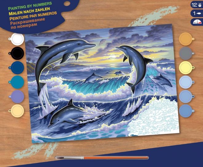 Dolphin Sunrise, Senior Painting by Numbers